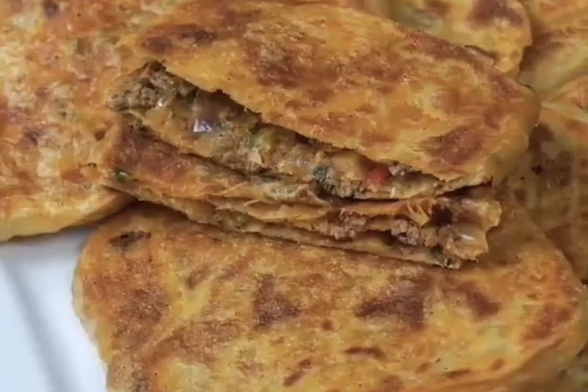 Msemen à la viande hachée poivrons